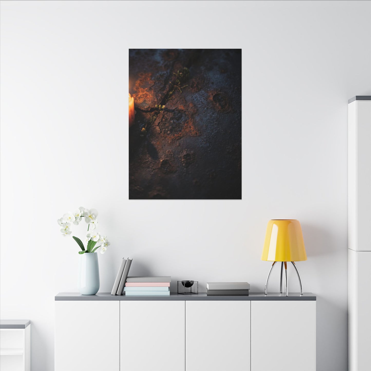 Candlelight Rust Patina Canvas Art - Dark Japandi Ma