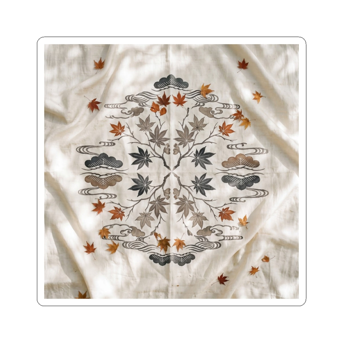 Silk Drape Sticker | Autumn Japandi Japanese Pattern Art