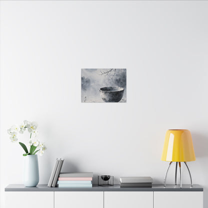 Seijaku Ceramic Bowl Canvas Art - Zen Sumi E