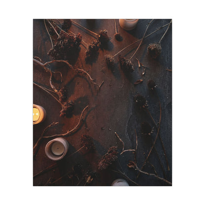 Dried Flowers Canvas Art | Winter Dark Japandi Moody Minimal Art