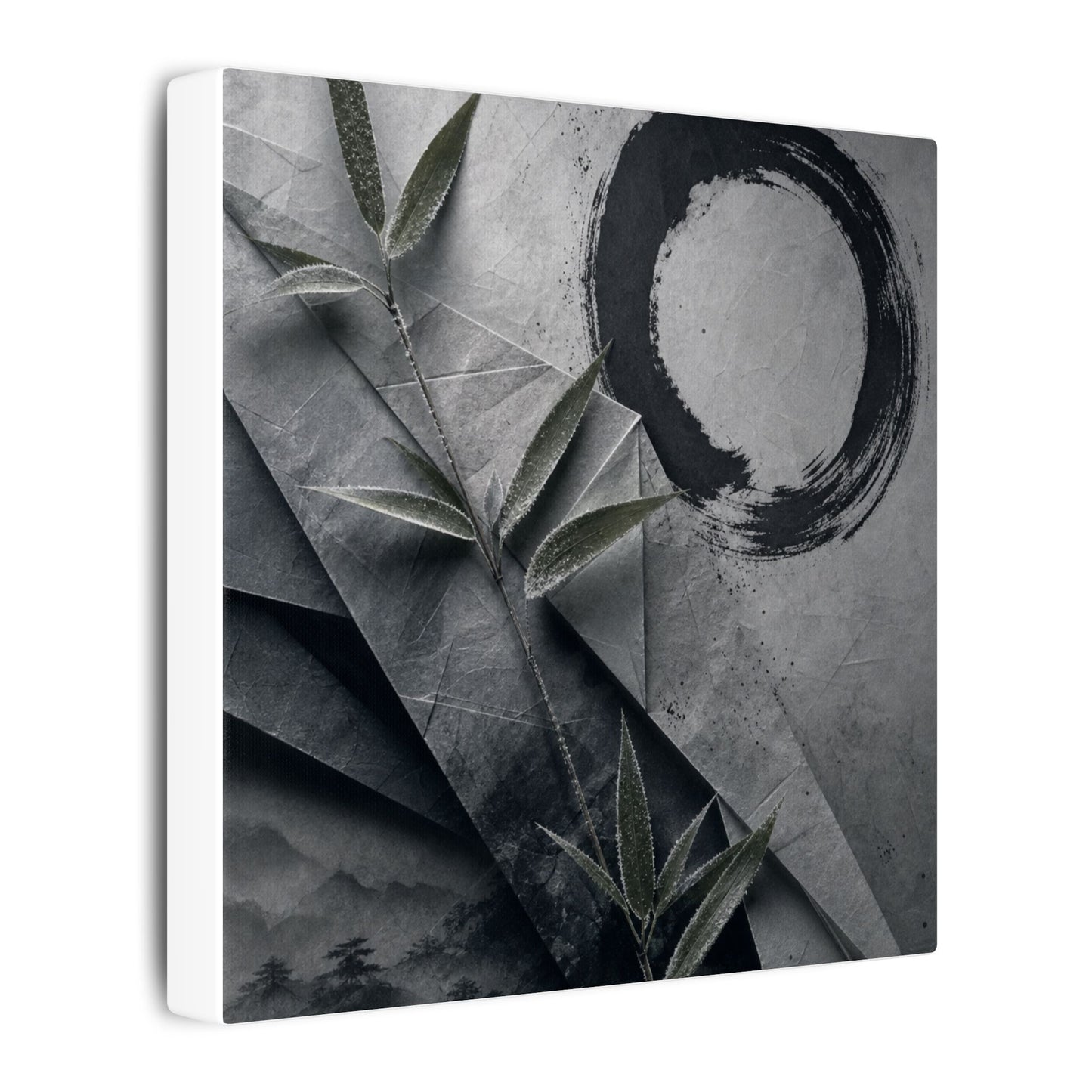 Winter Paper Fold Enso Canvas Art | Serene Decor