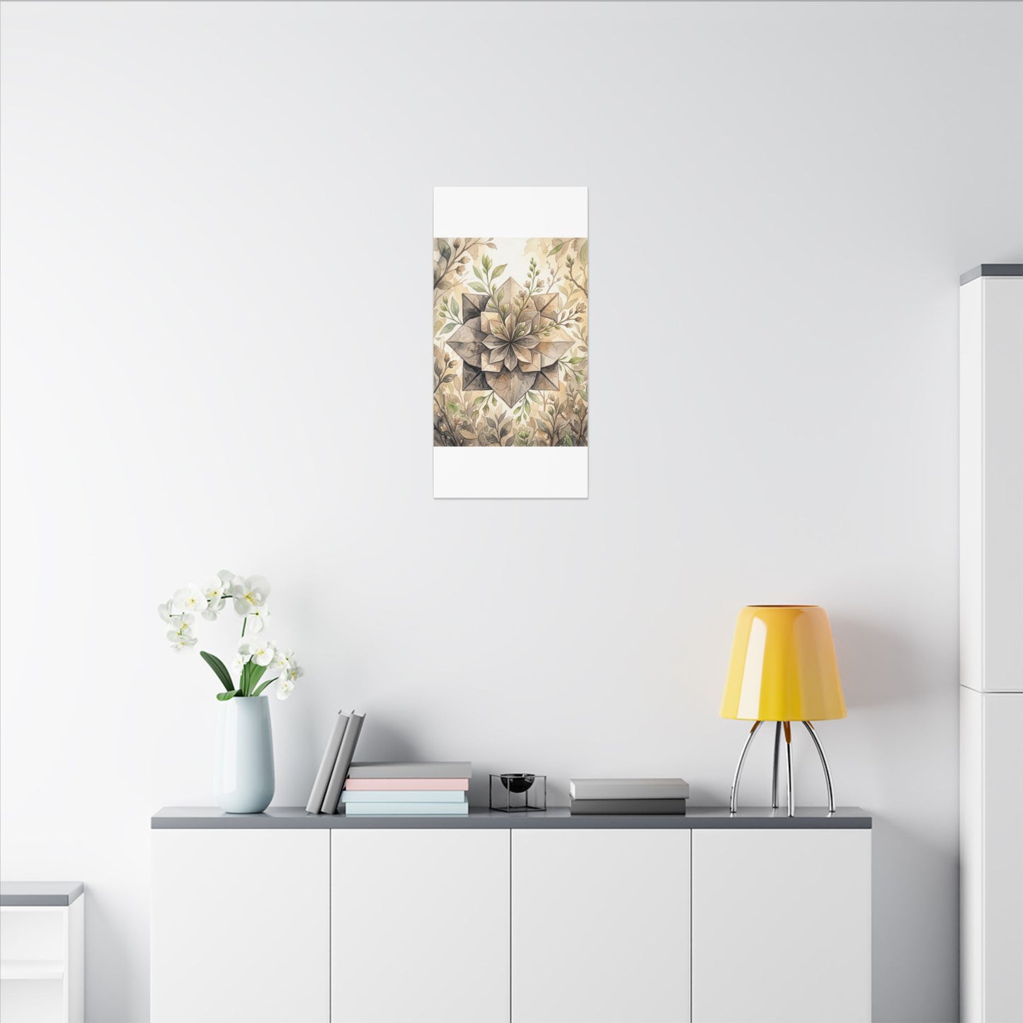 Warm Paper Fold Canvas Art - Watercolor Japandi