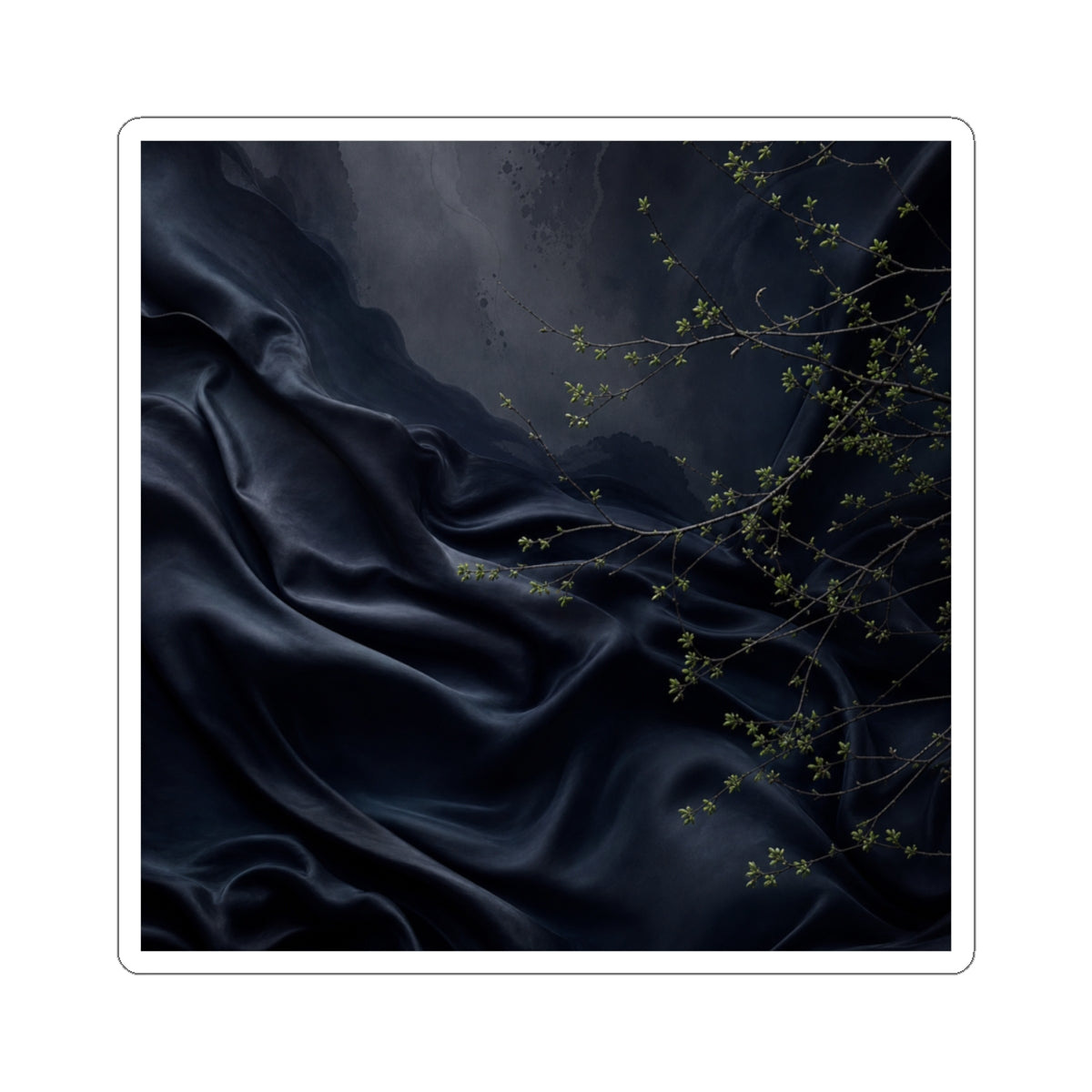 Silk Drape Sticker | Spring Dark Japandi Moody Minimal Art