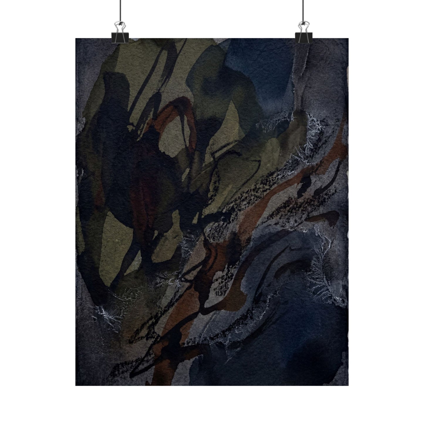 Dark Japandi Shadow Play in Overcast | Charcoal Ink Wall Art Print Art Print