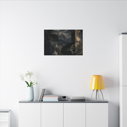 Mountain Mist Summer Canvas Art | Dark Japandi Atmospheric Design