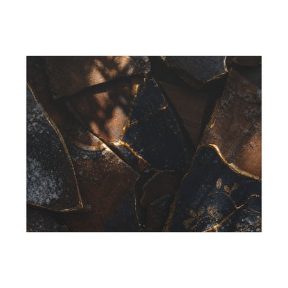 Fukinsei Broken Pottery Canvas Art - Dark Japandi Dark Texture