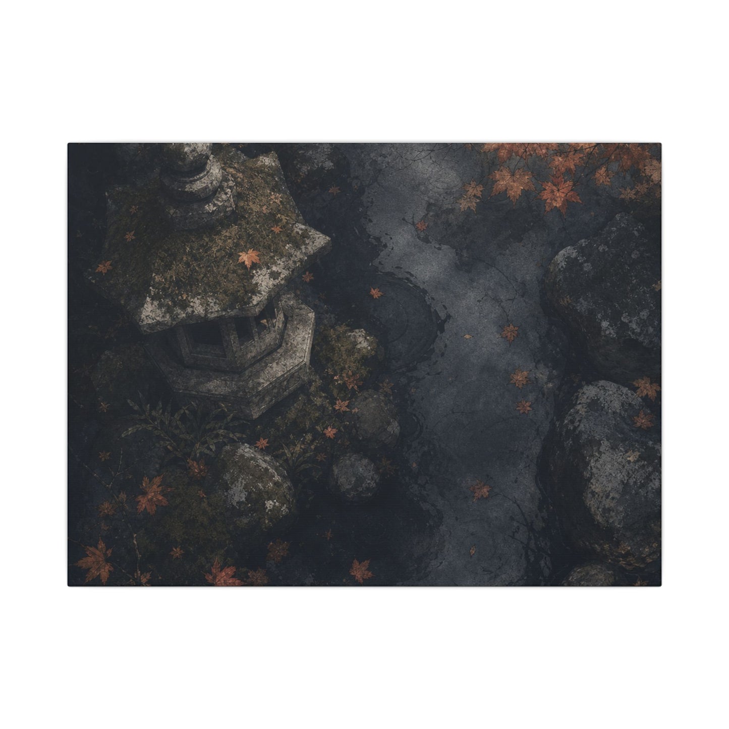 Stone Lantern Canvas Art | Autumn Japandi Texture Art