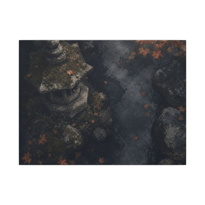 Stone Lantern Canvas Art | Autumn Japandi Texture Art