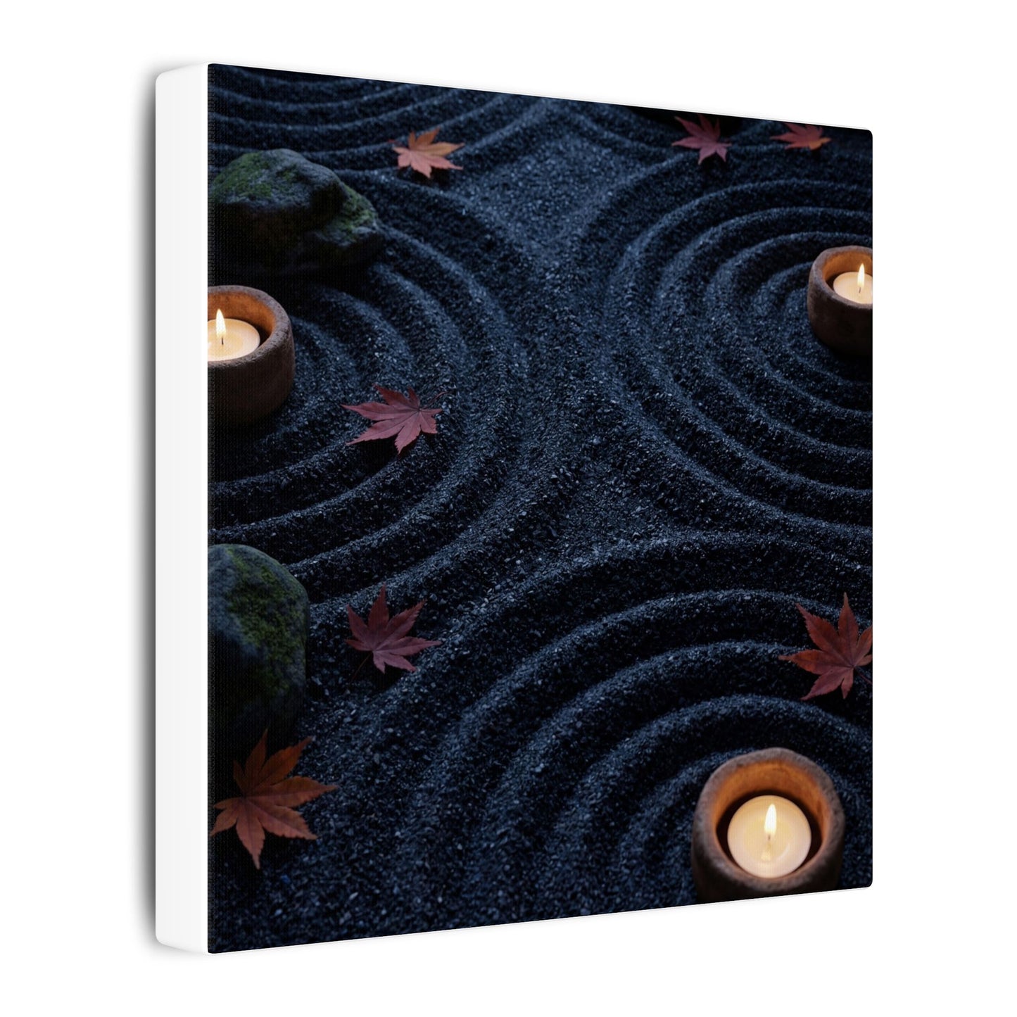 Seijaku Rock Garden Canvas Art - Dark Japandi Dark Texture