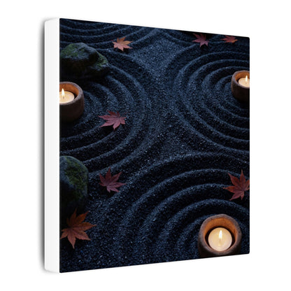 Seijaku Rock Garden Canvas Art - Dark Japandi Dark Texture