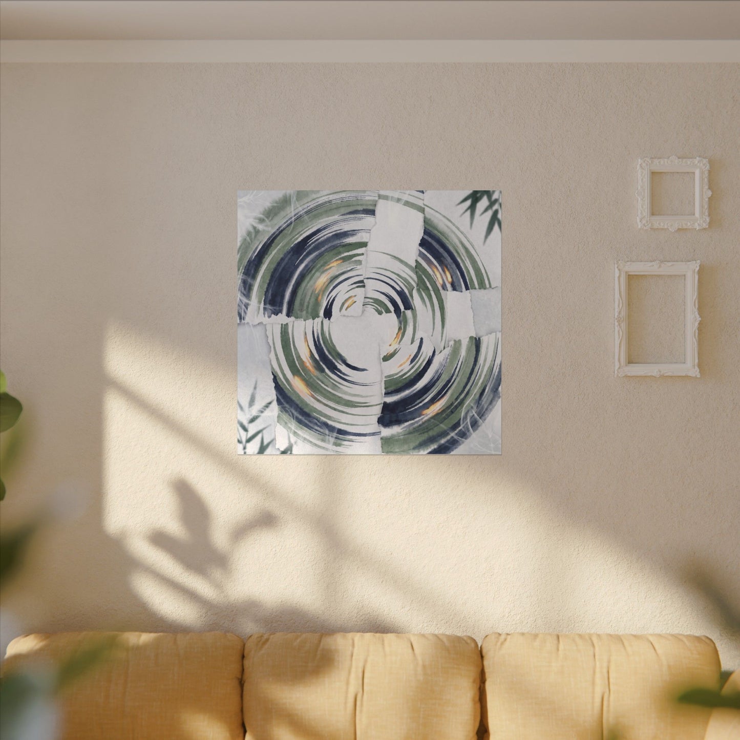 Winter Water Ripple Sumi E Canvas Art | Peaceful Decor