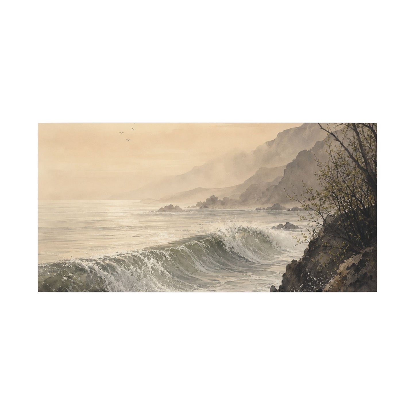 Ocean Wave Spring Canvas Art | Japandi Elegant Design