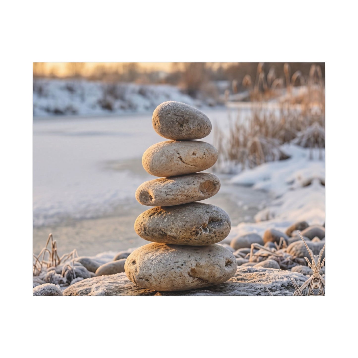 Ma River Stones Canvas Art - Japandi Japanese Pattern