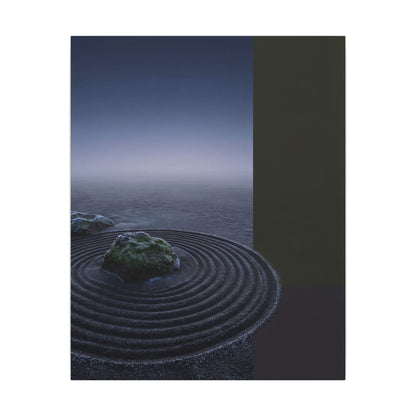 Ma Rock Garden Canvas Art - Dark Japandi Moody Minimal