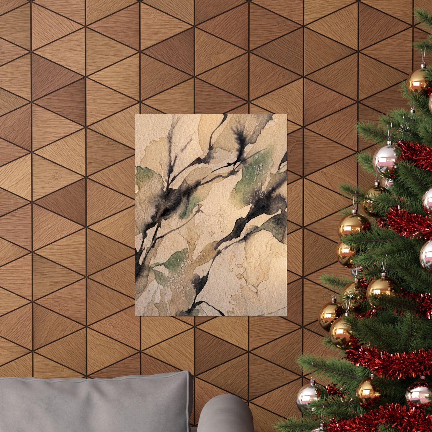Shadow Play Winter Wall Art Print | Japandi Cozy Design