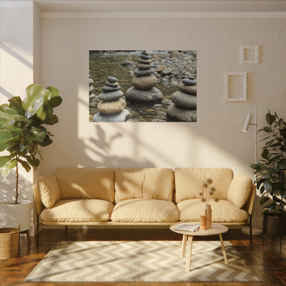 Zen River Stones in Dawn | Karesansui Canvas Art