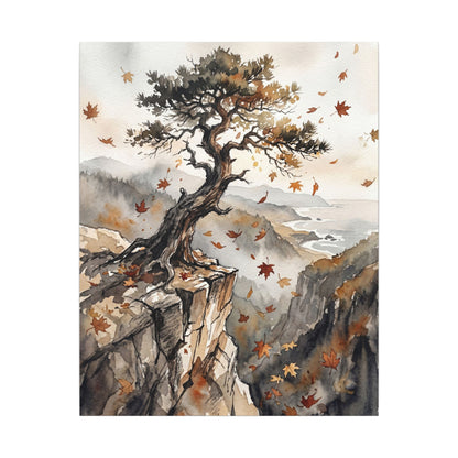 Autumn Pine Tree Watercolor Canvas Art | Warm Decor