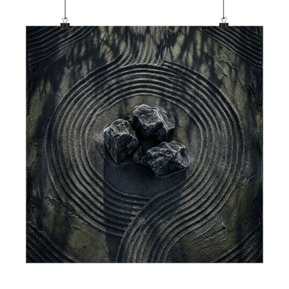 Winter Rock Garden Dark Texture Wall Art Print | Atmospheric Decor