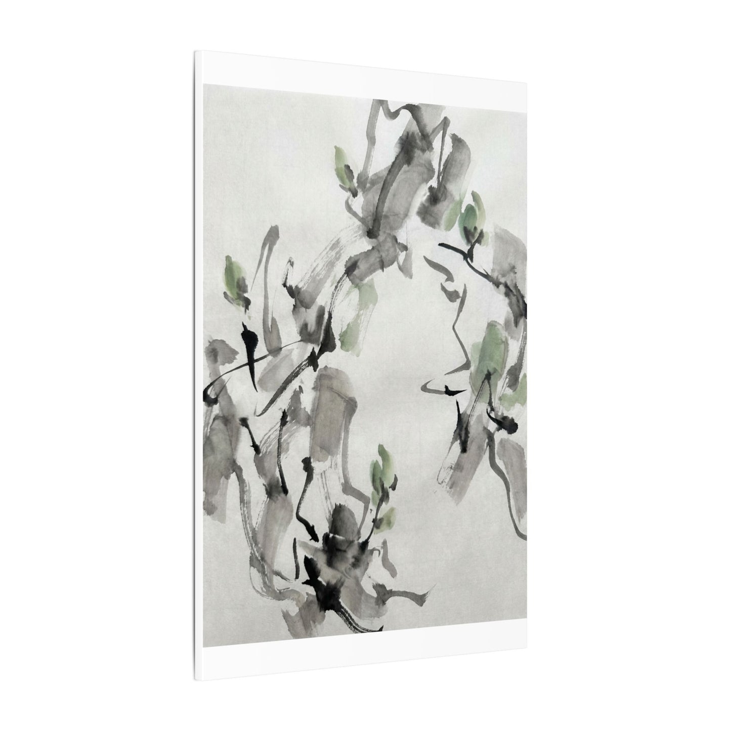 Zen Ink Brushstroke in Overcast | Sumi E Canvas Art