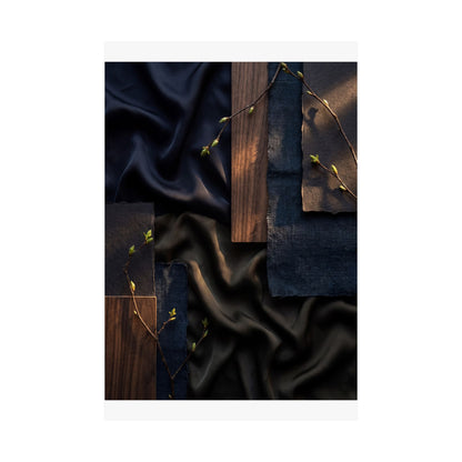 Silk Drape Wall Art Print | Spring Dark Japandi Dark Texture Art