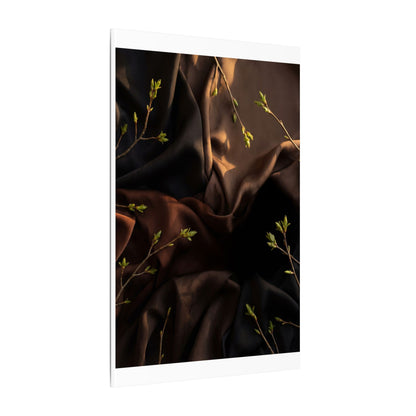 Dark Japandi Silk Drape in Golden Hour | Moody Minimal Canvas Art