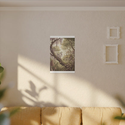 Summer Wisteria Mushroom Illustration Canvas Art | Enchanting Decor