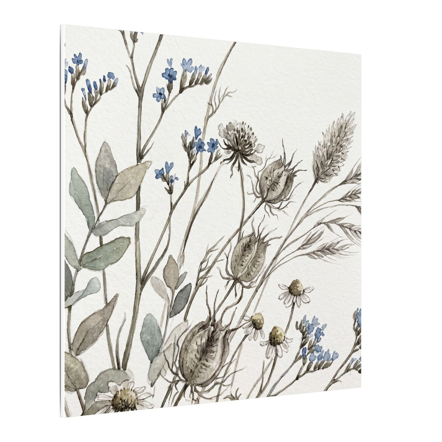 Dried Flowers Canvas Art | Summer Japandi Watercolor Art