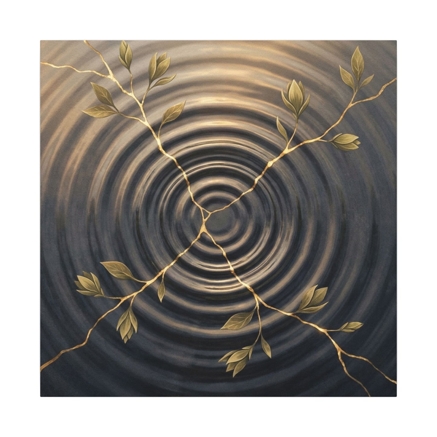 Kanso Water Ripple Canvas Art - Kintsugi Gold Vein