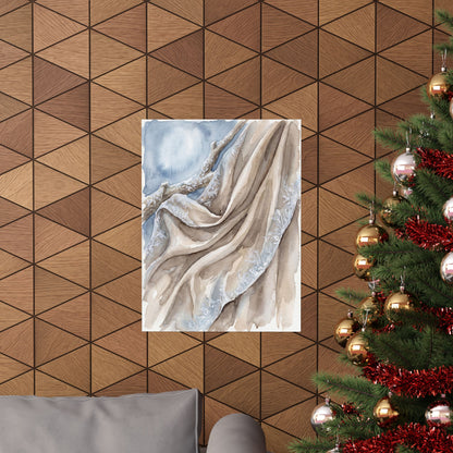 Silk Drape Wall Art Print | Winter Japandi Watercolor Art