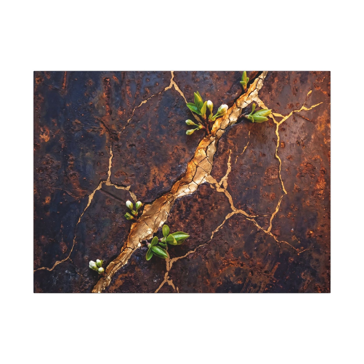 Rust Patina Spring Canvas Art | Kintsugi Resilient Design