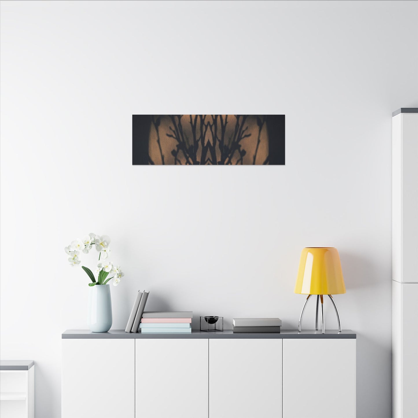 Dark Japandi Shadow Play in Golden Hour | Shadow Zen Canvas Art
