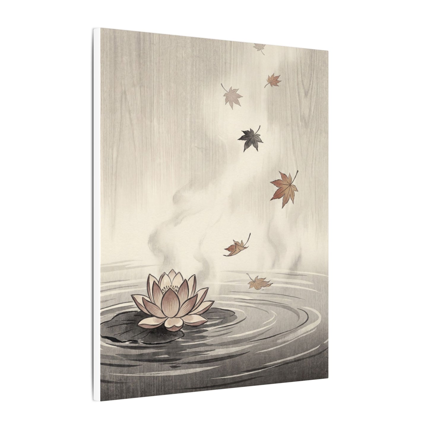 Lotus Flower Canvas Art | Autumn Zen Ukiyo E Inspired Art
