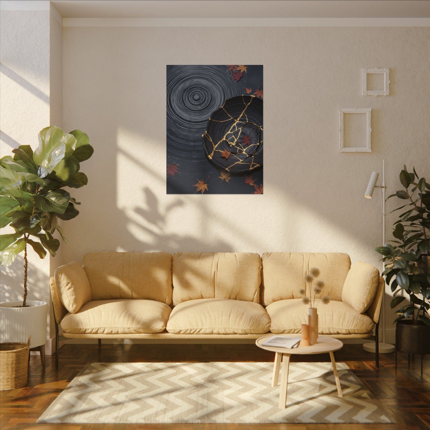 Philosophical Water Ripple Canvas Art - Gold Repair Kintsugi