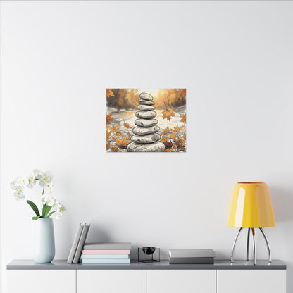 Earthy River Stones Canvas Art - Minimal Line Japandi