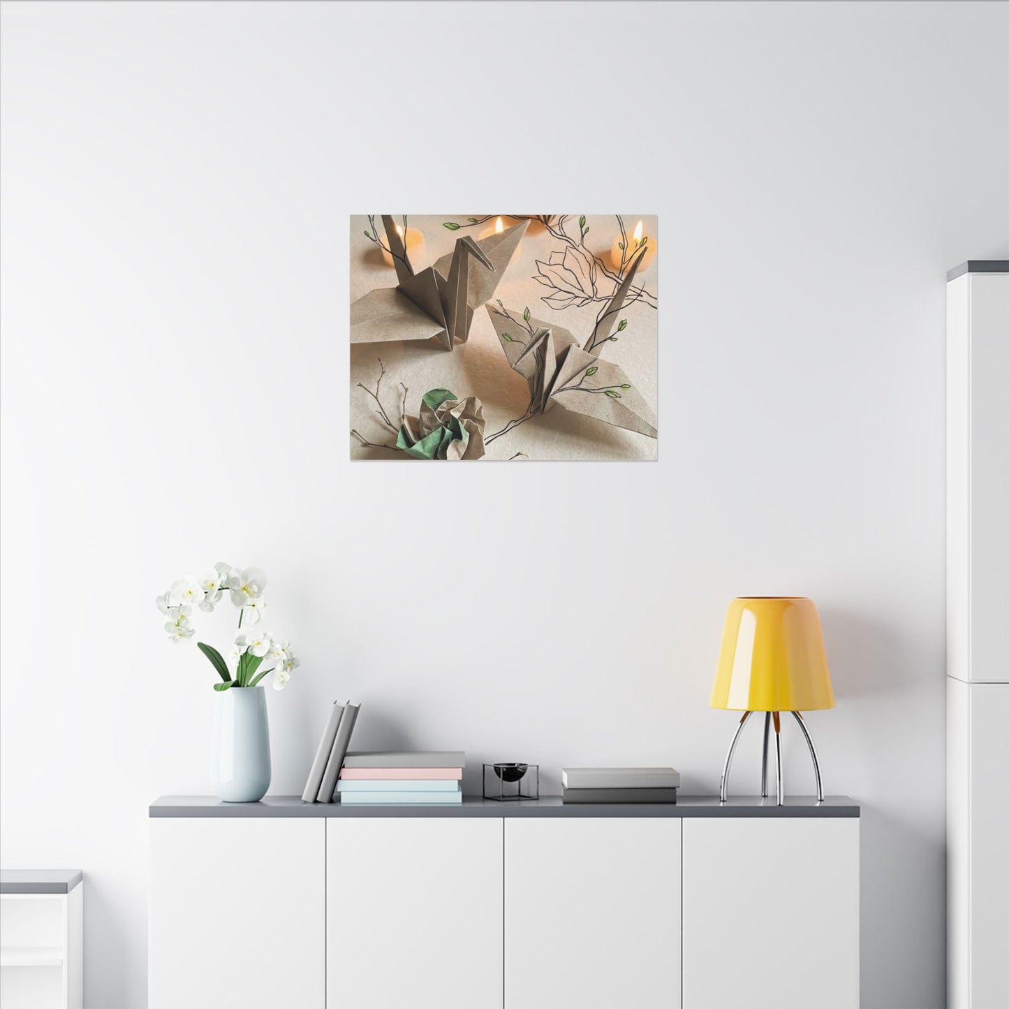 Paper Fold Spring Canvas Art | Japandi Earthy Design
