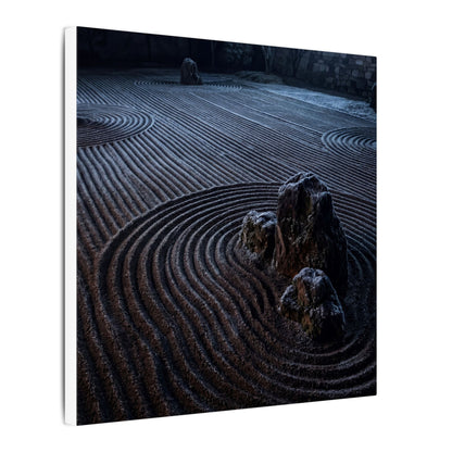 Moonlight Rock Garden Canvas Art - Dark Japandi Seijaku