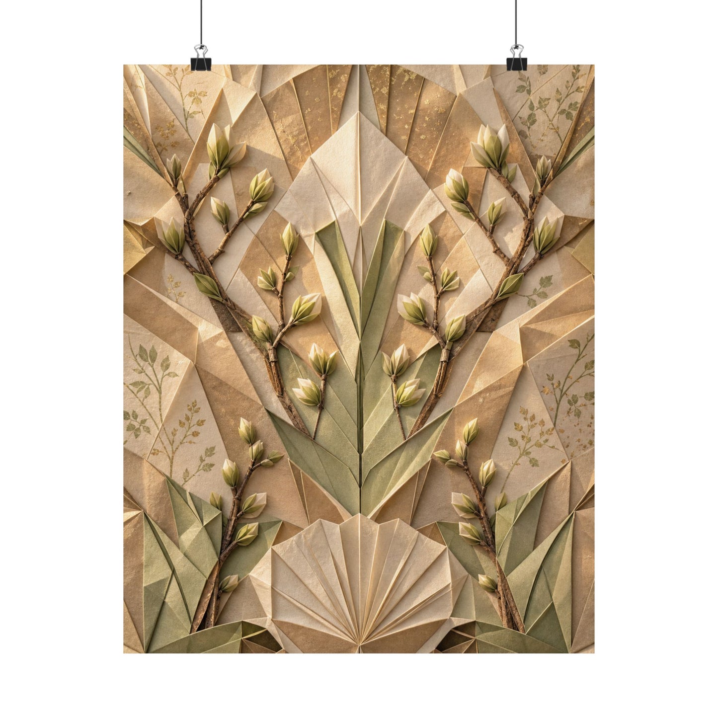 Paper Fold Japanese Pattern Wall Art Print | Warm Japandi Art