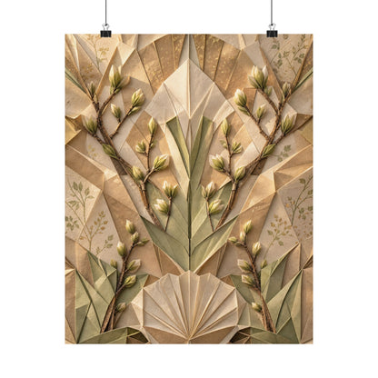 Paper Fold Japanese Pattern Wall Art Print | Warm Japandi Art
