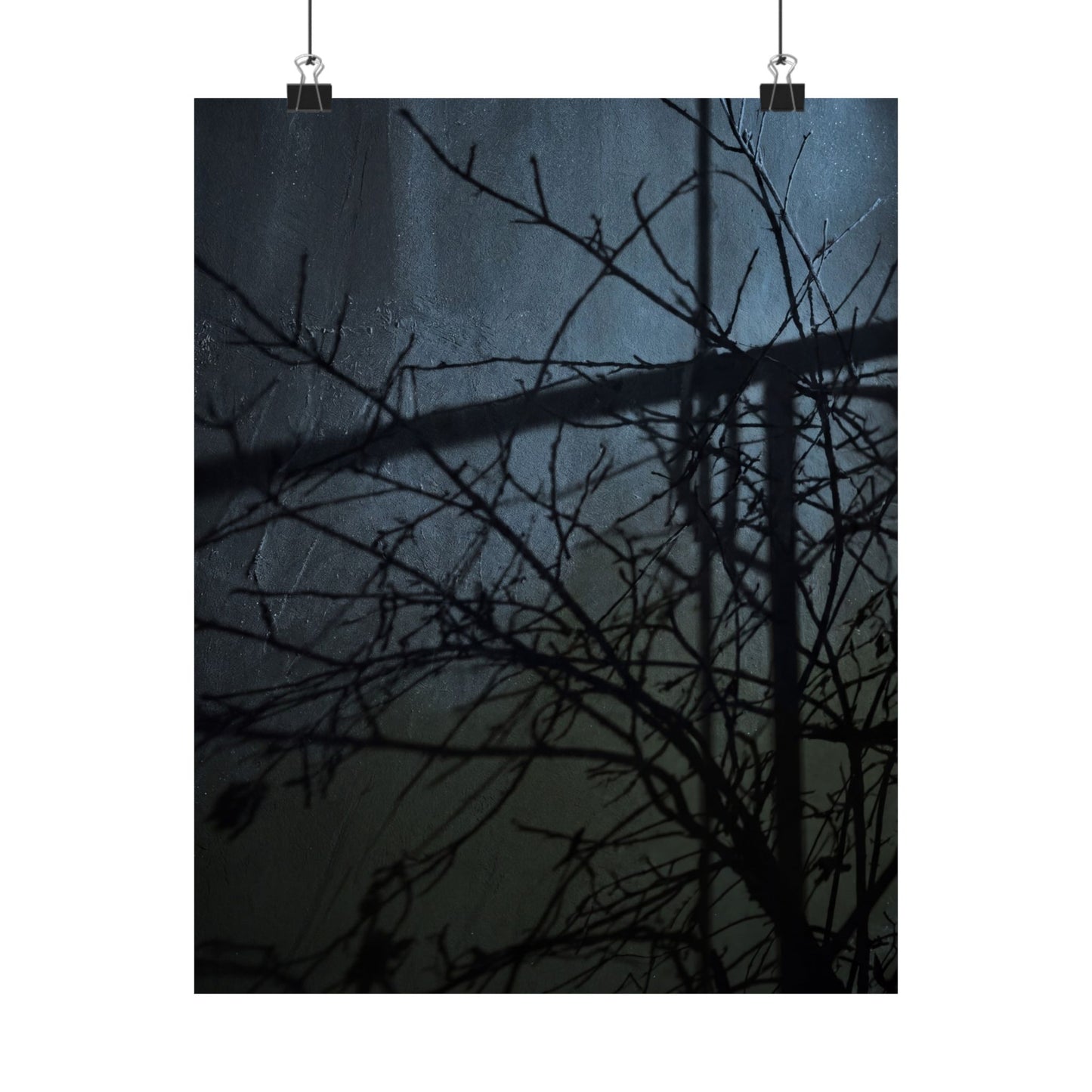 Shadow Play Winter Wall Art Print | Dark Japandi Luxurious Design