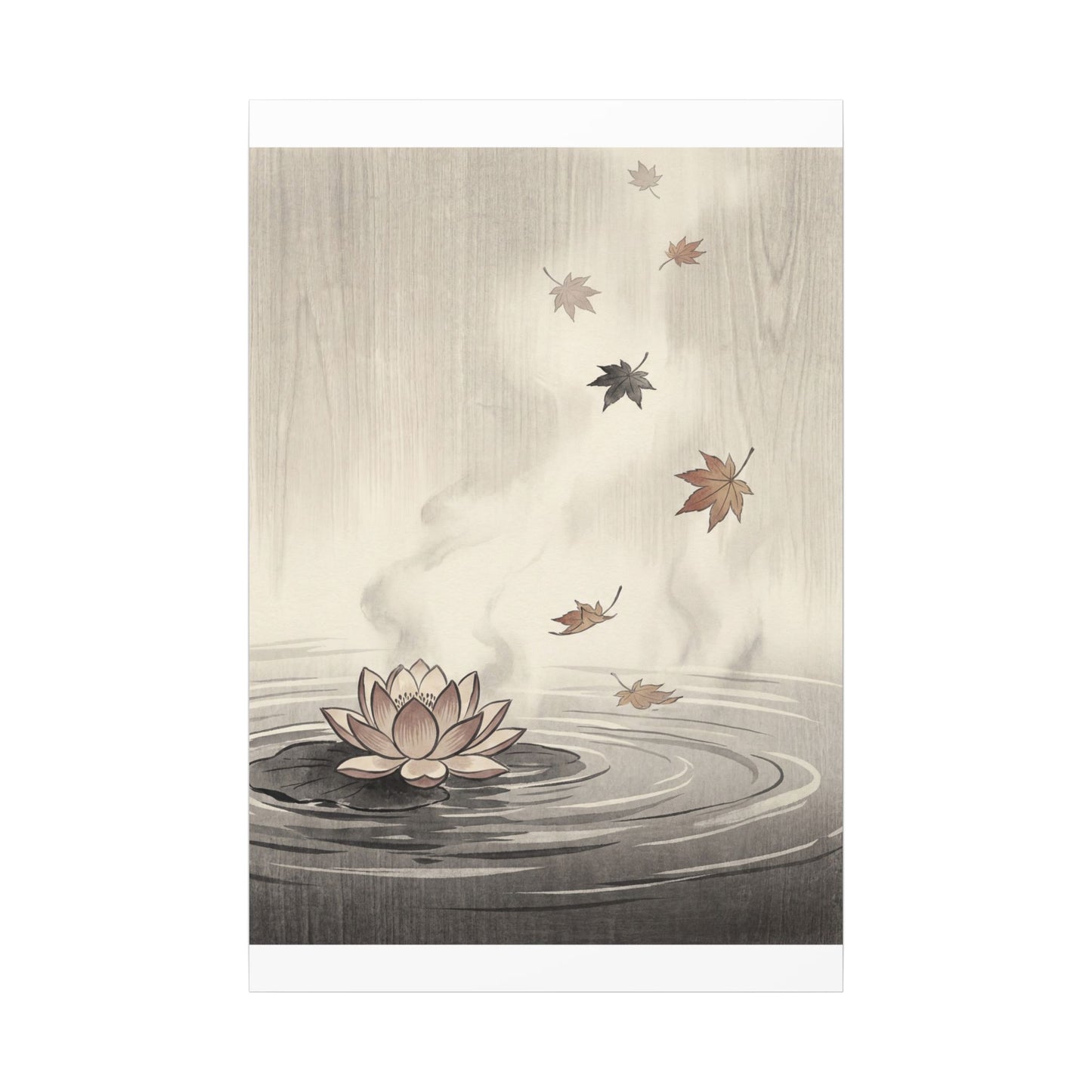 Lotus Flower Canvas Art | Autumn Zen Ukiyo E Inspired Art