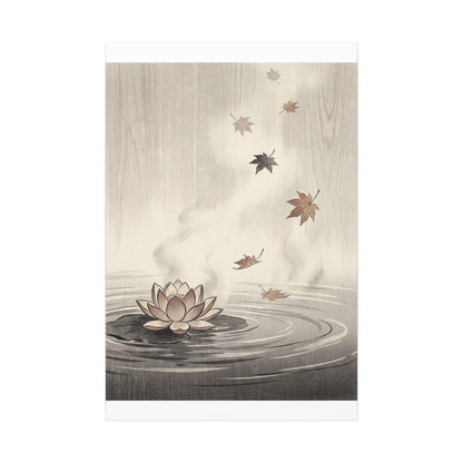 Lotus Flower Canvas Art | Autumn Zen Ukiyo E Inspired Art