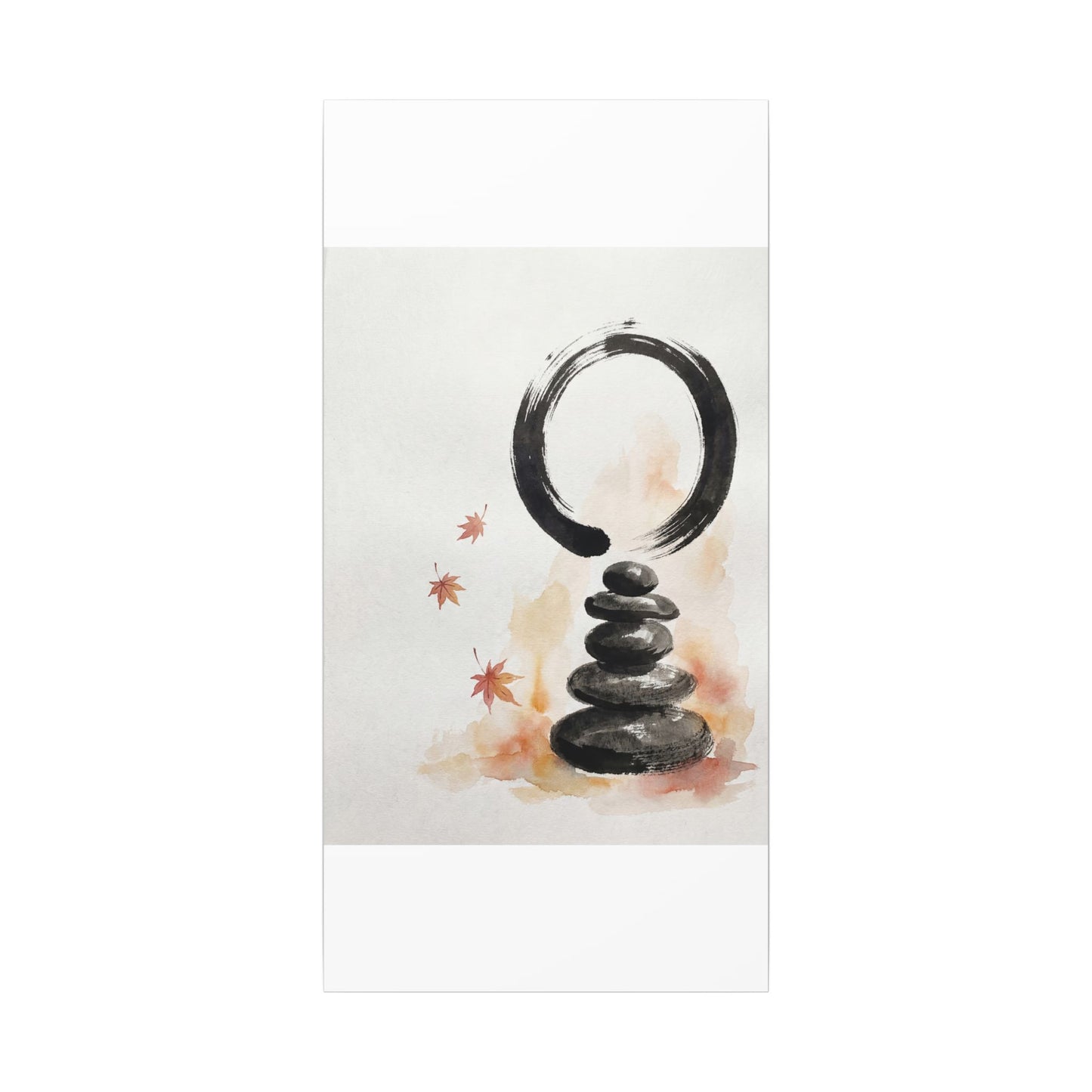 River Stones Canvas Art | Autumn Zen Enso Art