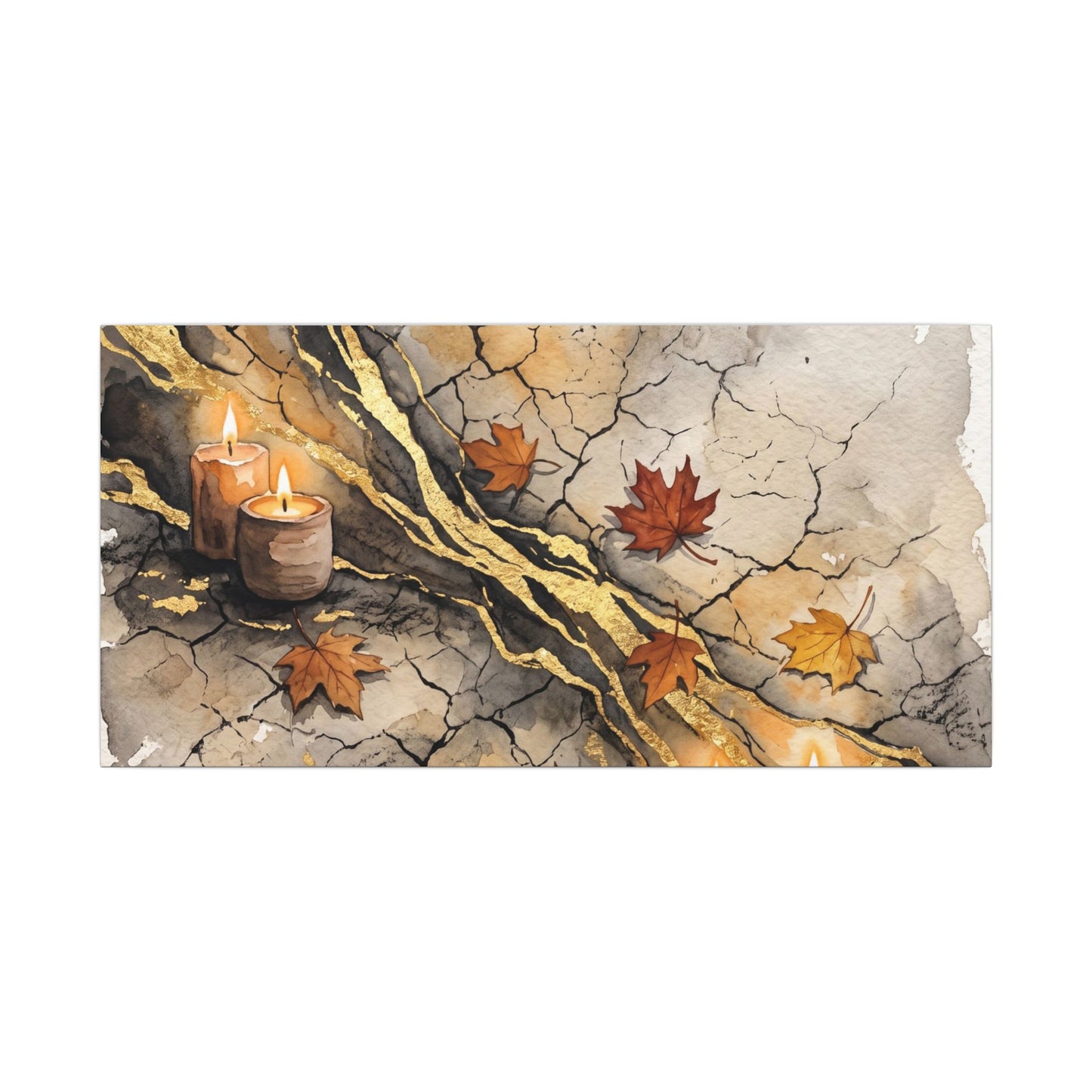 Cracked Earth Autumn Canvas Art | Japandi Warm Design
