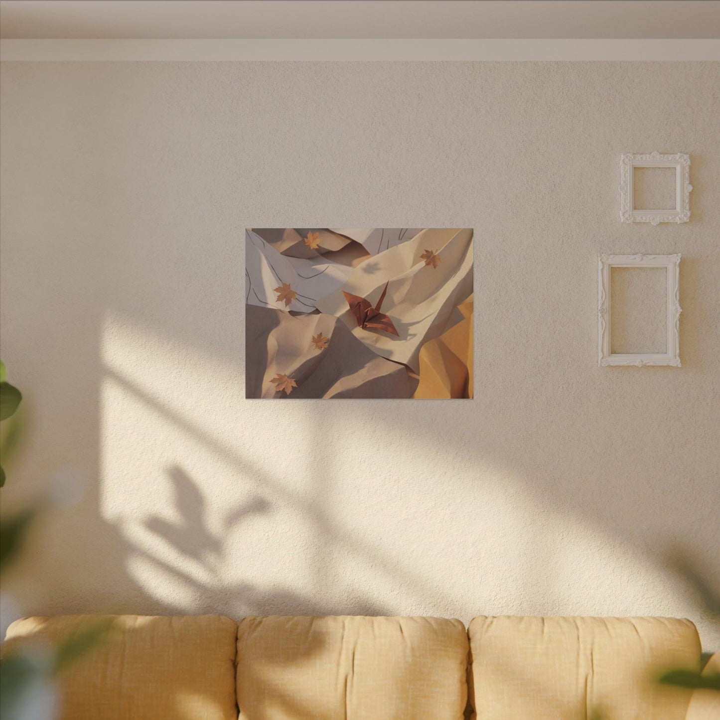 Autumn Paper Fold Minimal Line Canvas Art | Cozy Decor
