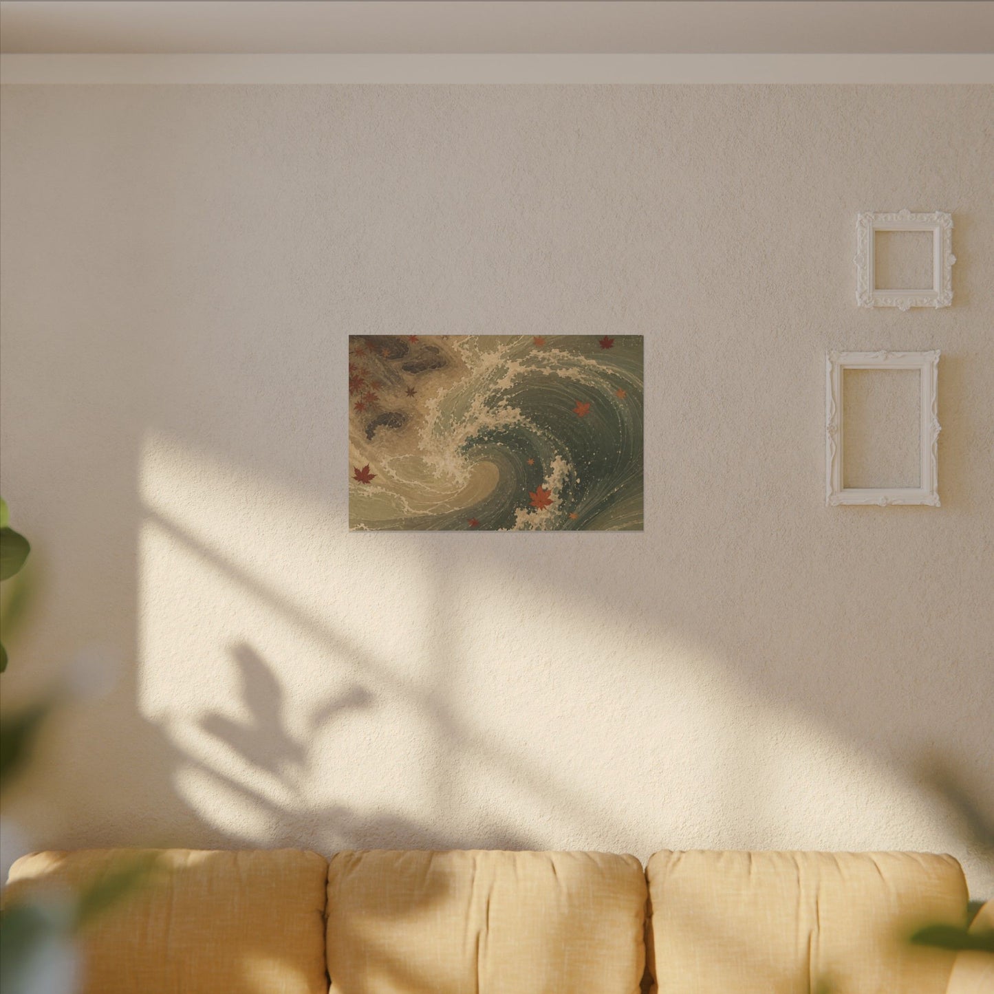 Japandi Ocean Wave in Candlelight | Japanese Pattern Canvas Art