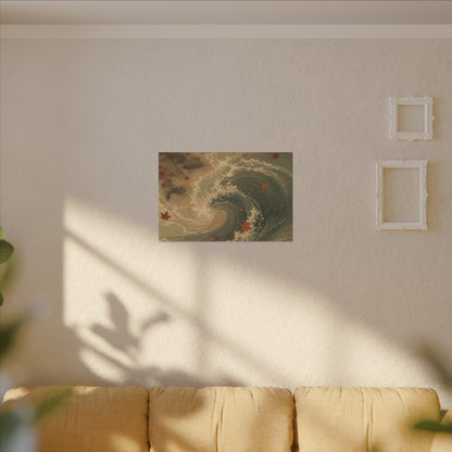 Japandi Ocean Wave in Candlelight | Japanese Pattern Canvas Art