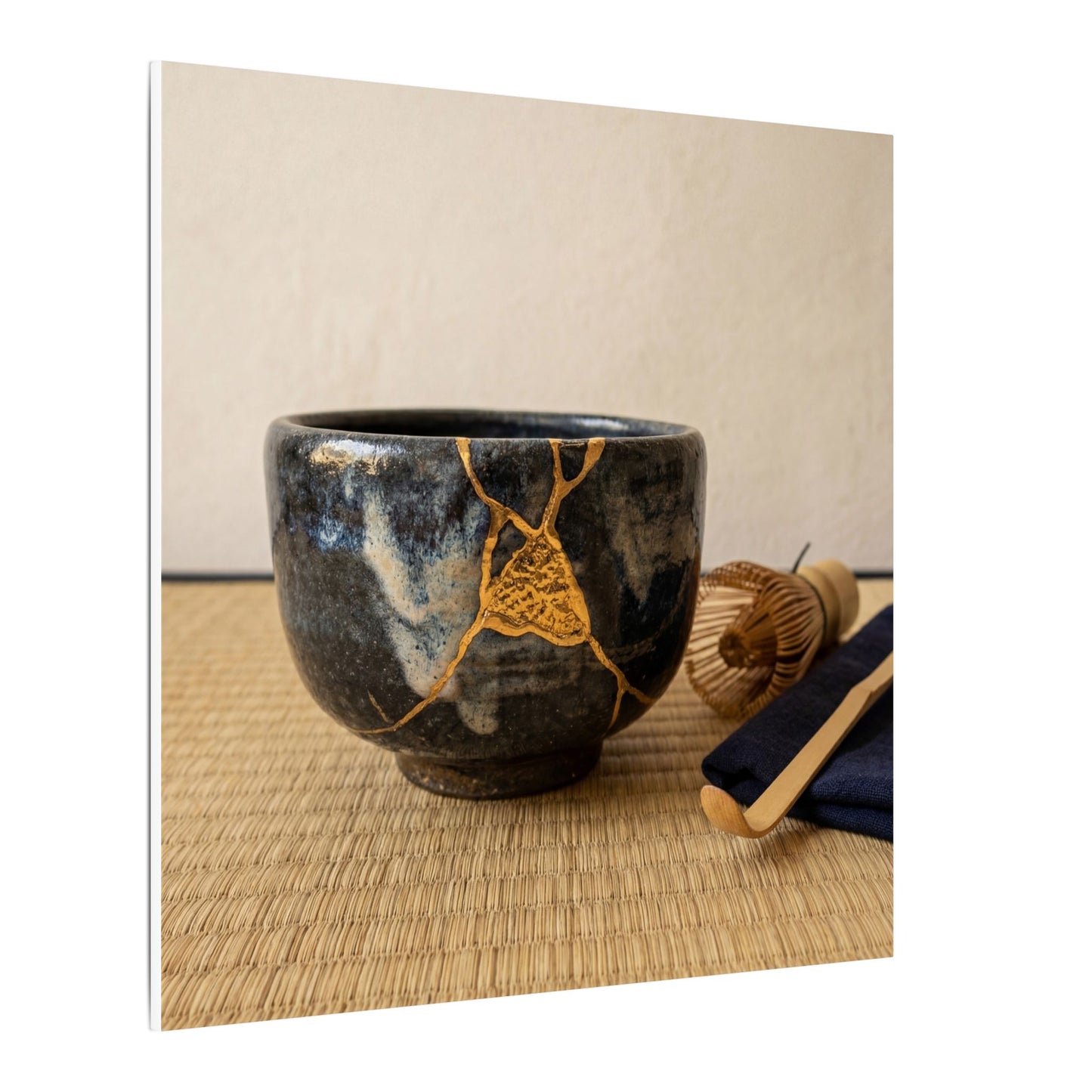 Kanso Tea Ceremony Canvas Art - Kintsugi Gold Vein