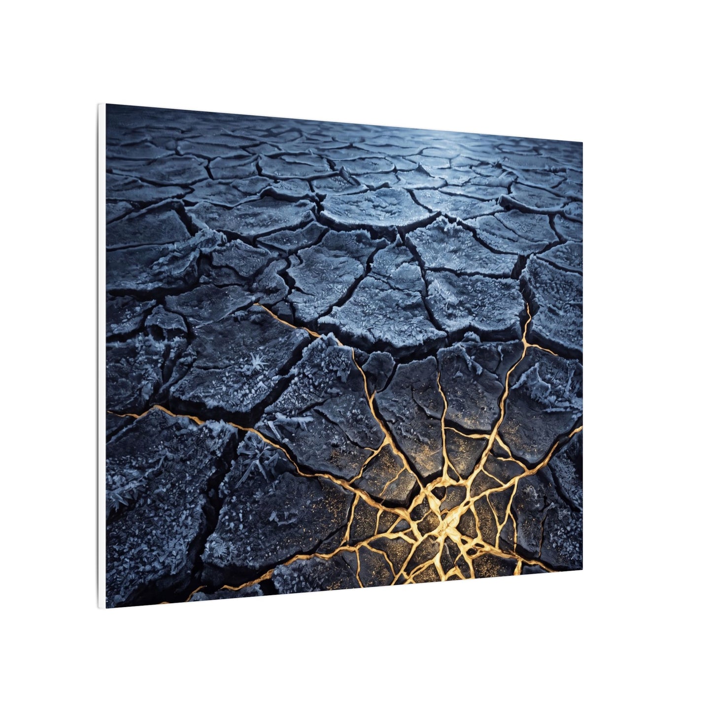 Moonlight Cracked Earth Canvas Art - Kintsugi Mono No Aware