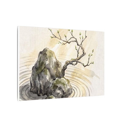 Serene Rock Garden Canvas Art - Sumi E Zen