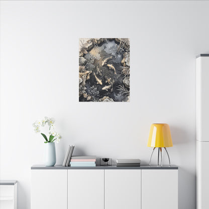 Koi Pond Canvas Art | Winter Japandi Japanese Pattern Art